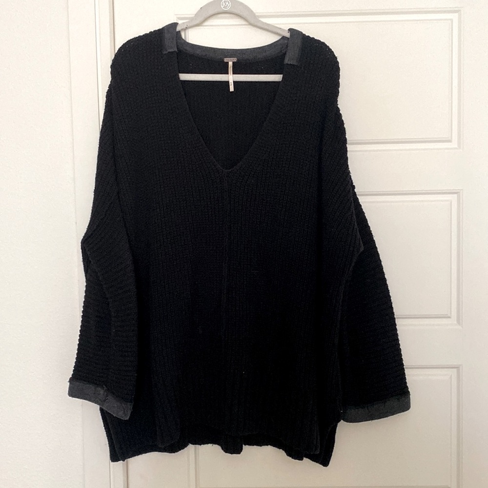 Free People Black Oversized Sweater